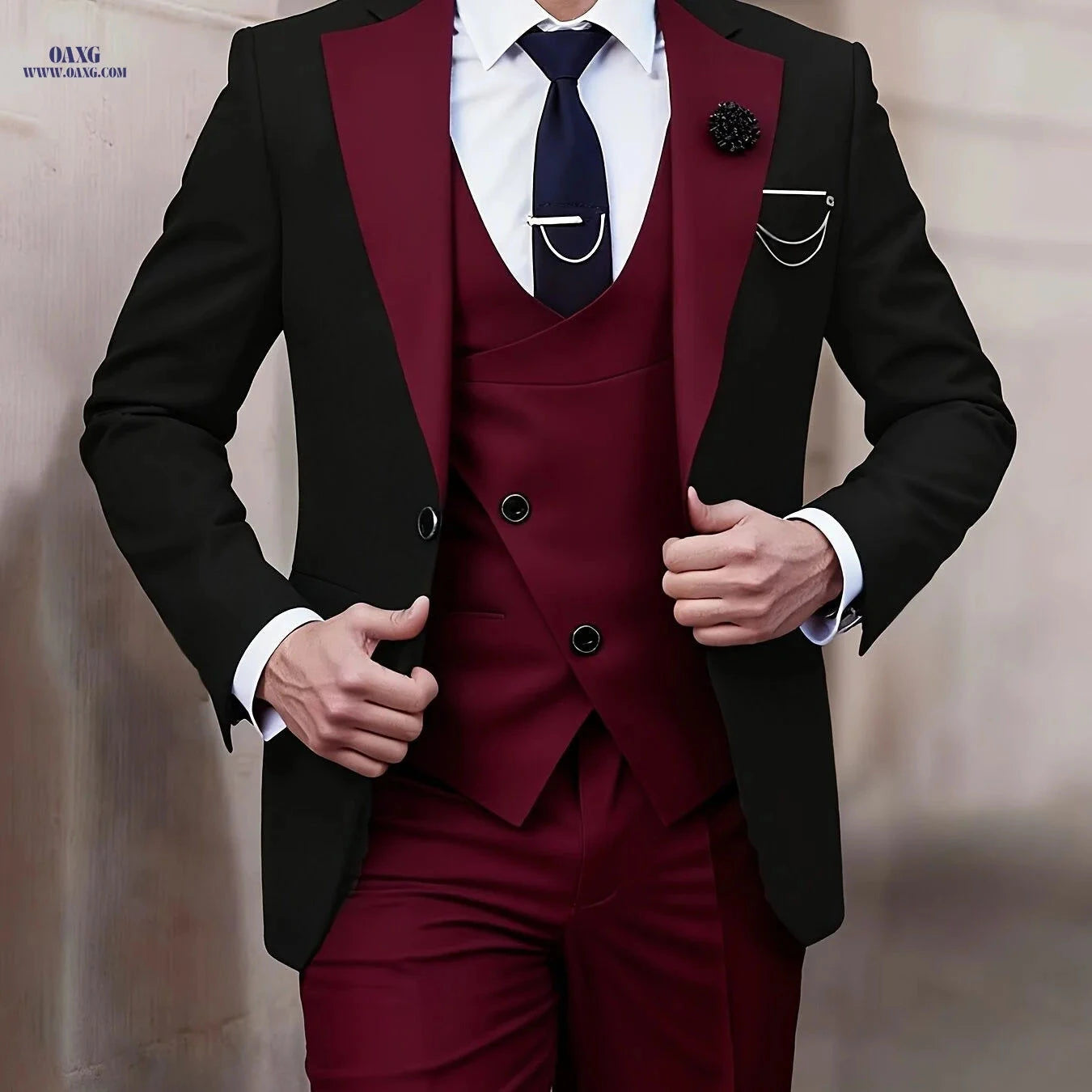 High-End Men's 3pcs Suit Set - Formal Attire for Any Occasion   OAXG Beige / FR XXS