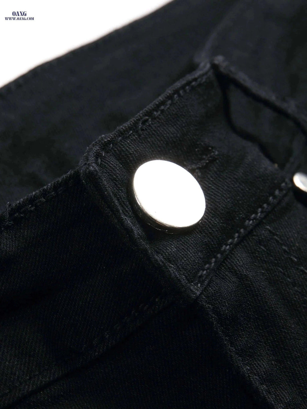 High-End Men's Black Ripped Denim Jeans - Plus Size, Stretch Fit   OAXG Black / FR 48