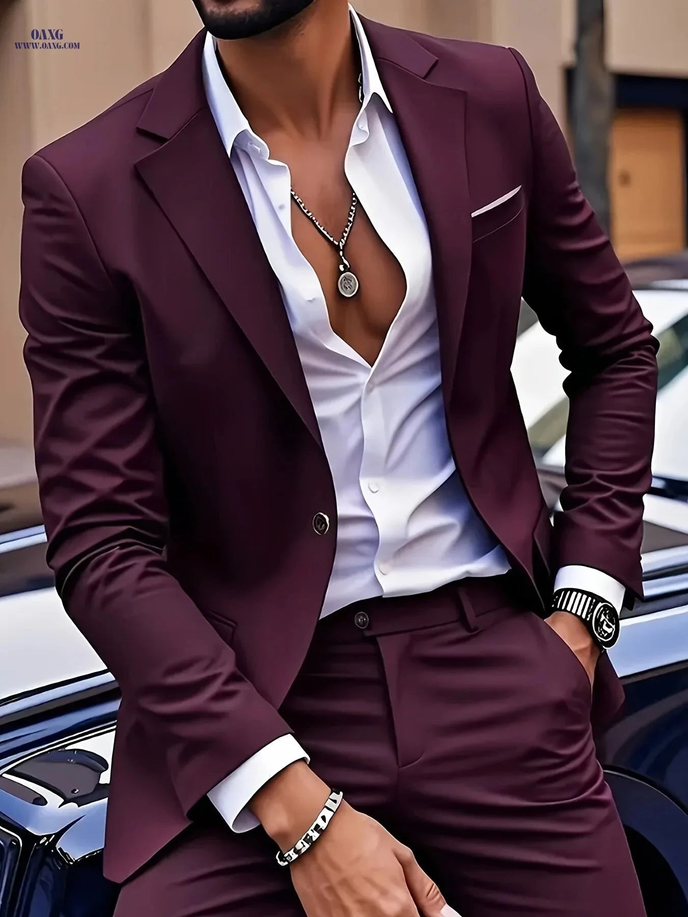 High-End Men’s Two-Piece Suit Set - Blazer & Trousers, Formal Wear   OAXG 