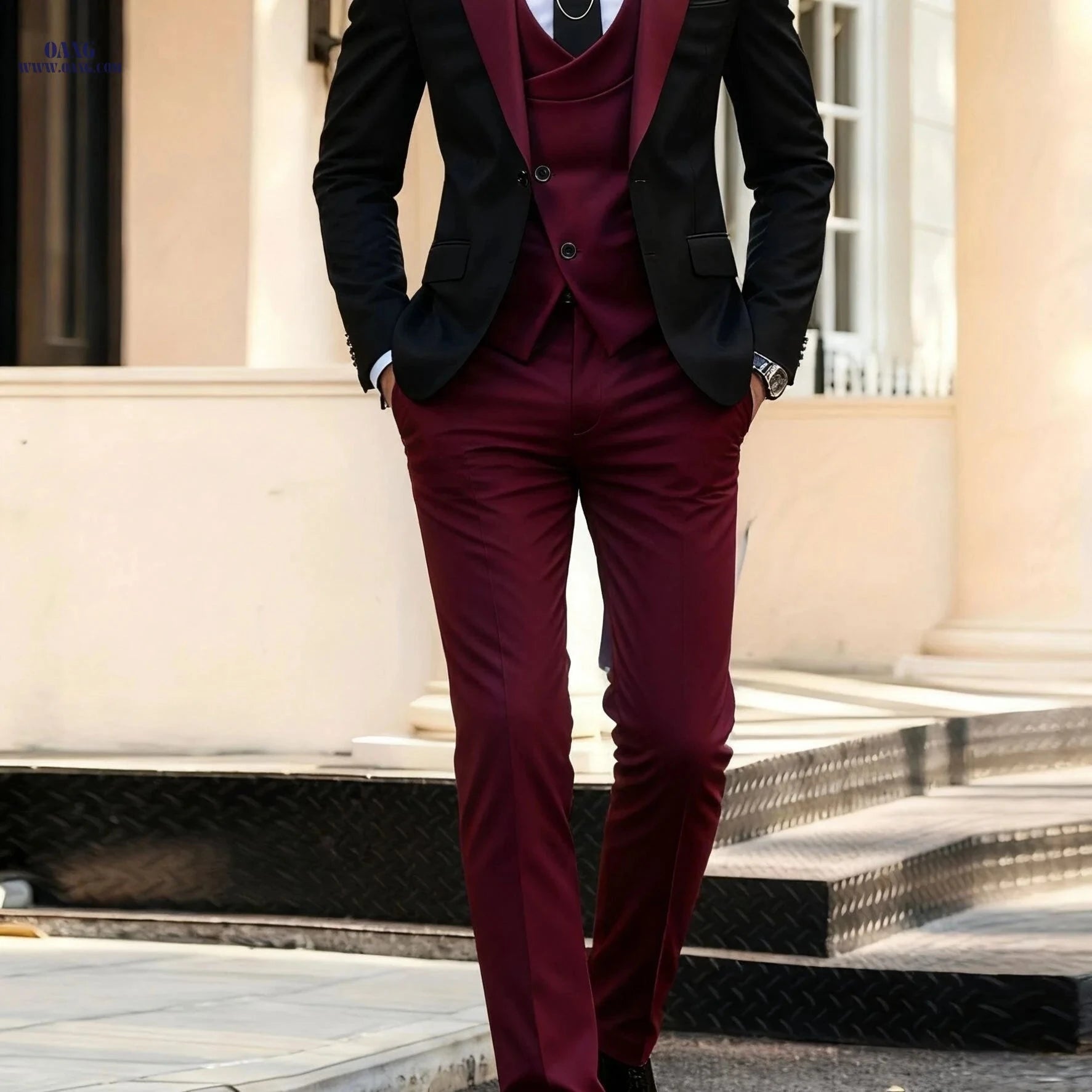 High-End Three-Piece Wedding Suit for Men - Tailored Fit, Formal Style   OAXG 