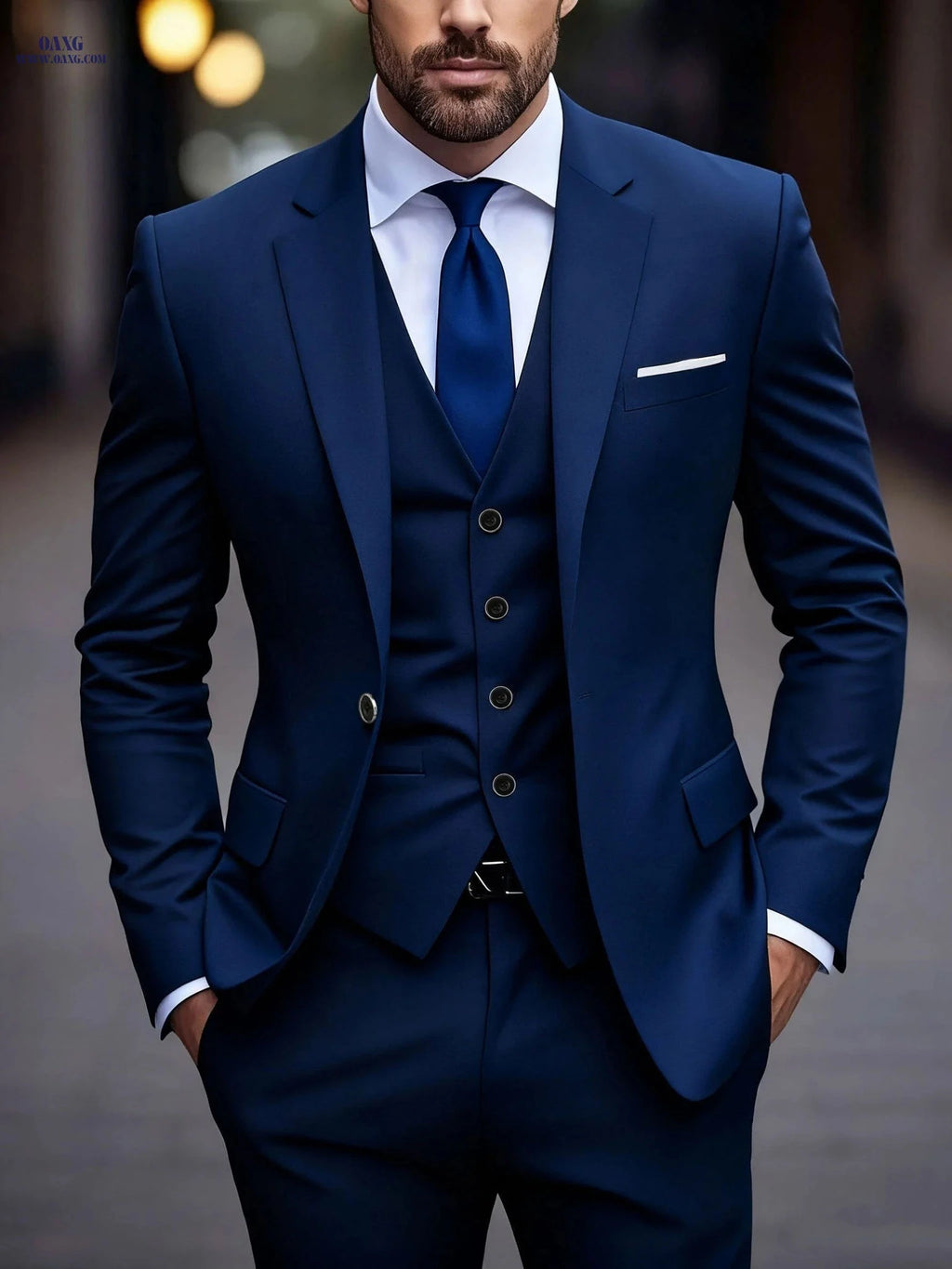 High-End Three-Piece Wedding Suit for Men - Tailored Fit, Formal Style   OAXG 