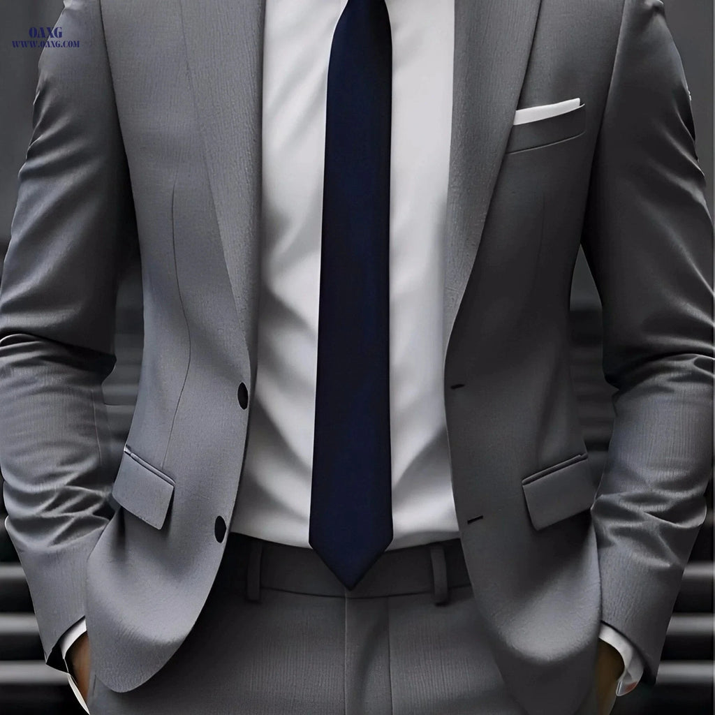 High-Quality Men's Suit Set - Jacket & Pants for Office Style   OAXG 
