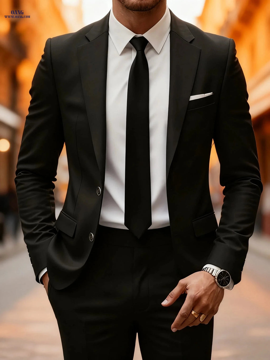 High-Quality Men's Suit Set - Jacket & Pants for Office Style   OAXG 