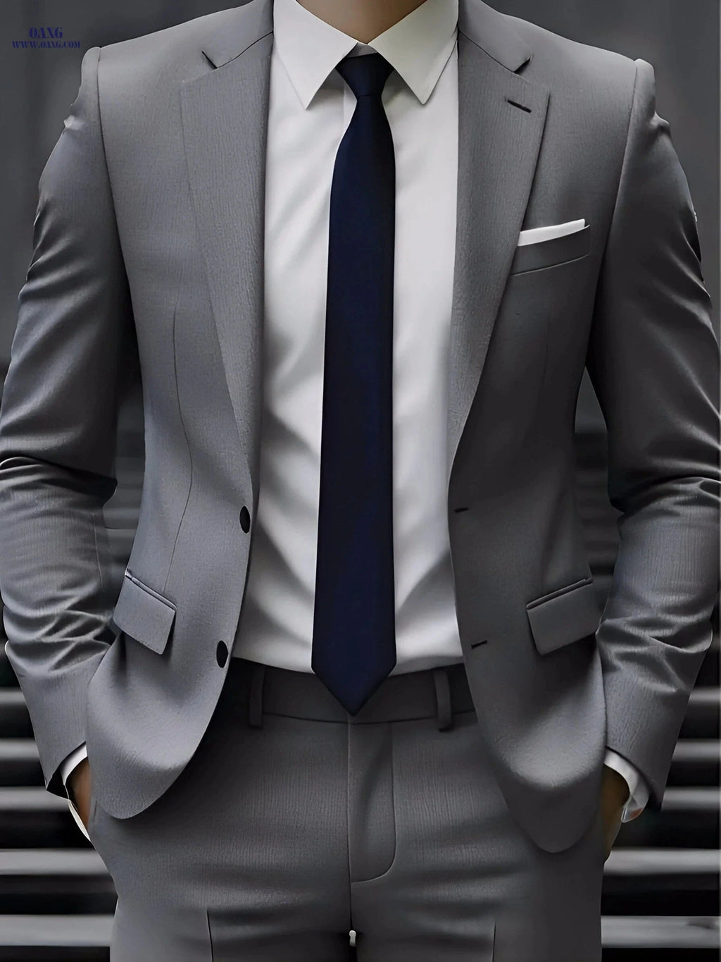 High-Quality Men's Suit Set - Jacket & Pants for Office Style   OAXG Grey / FR S