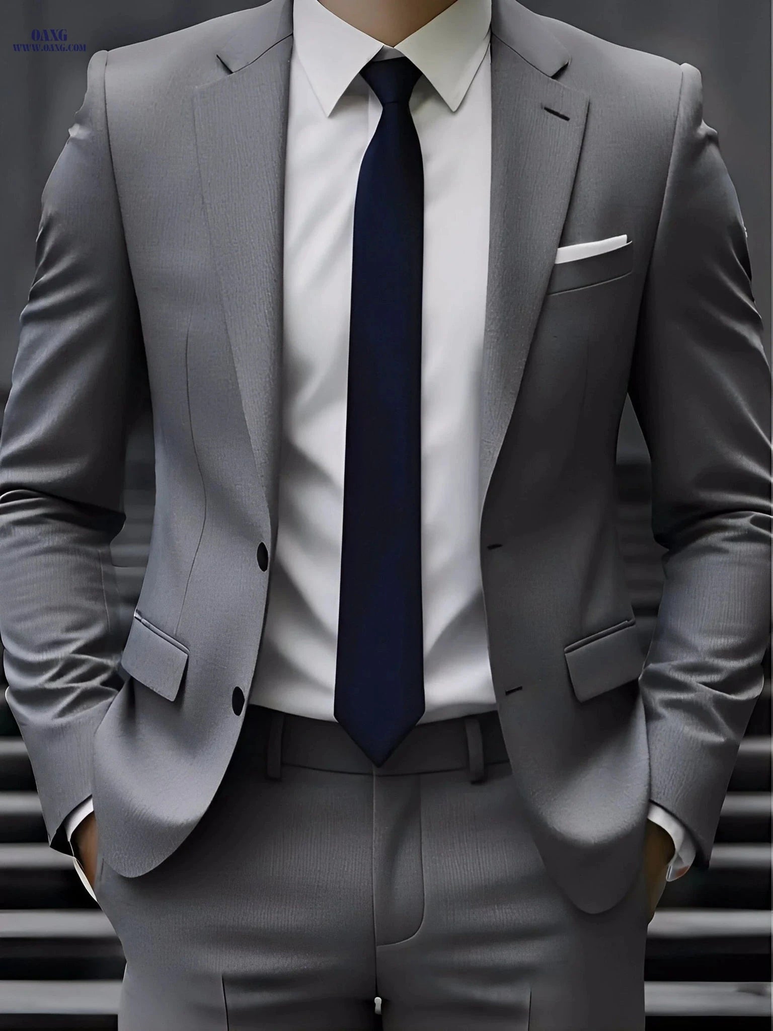 High-Quality Men's Suit Set - Jacket & Pants for Office Style   OAXG Grey / FR S