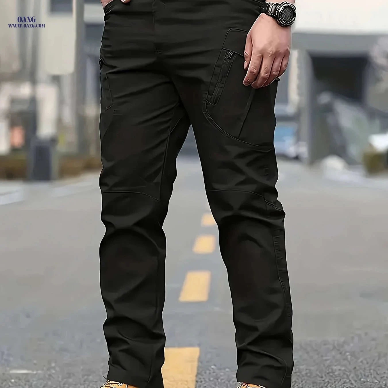 High-Quality Men's Tactical Cargo Pants - Multi-Pocket, Tear-Resistant   OAXG Black / FR S