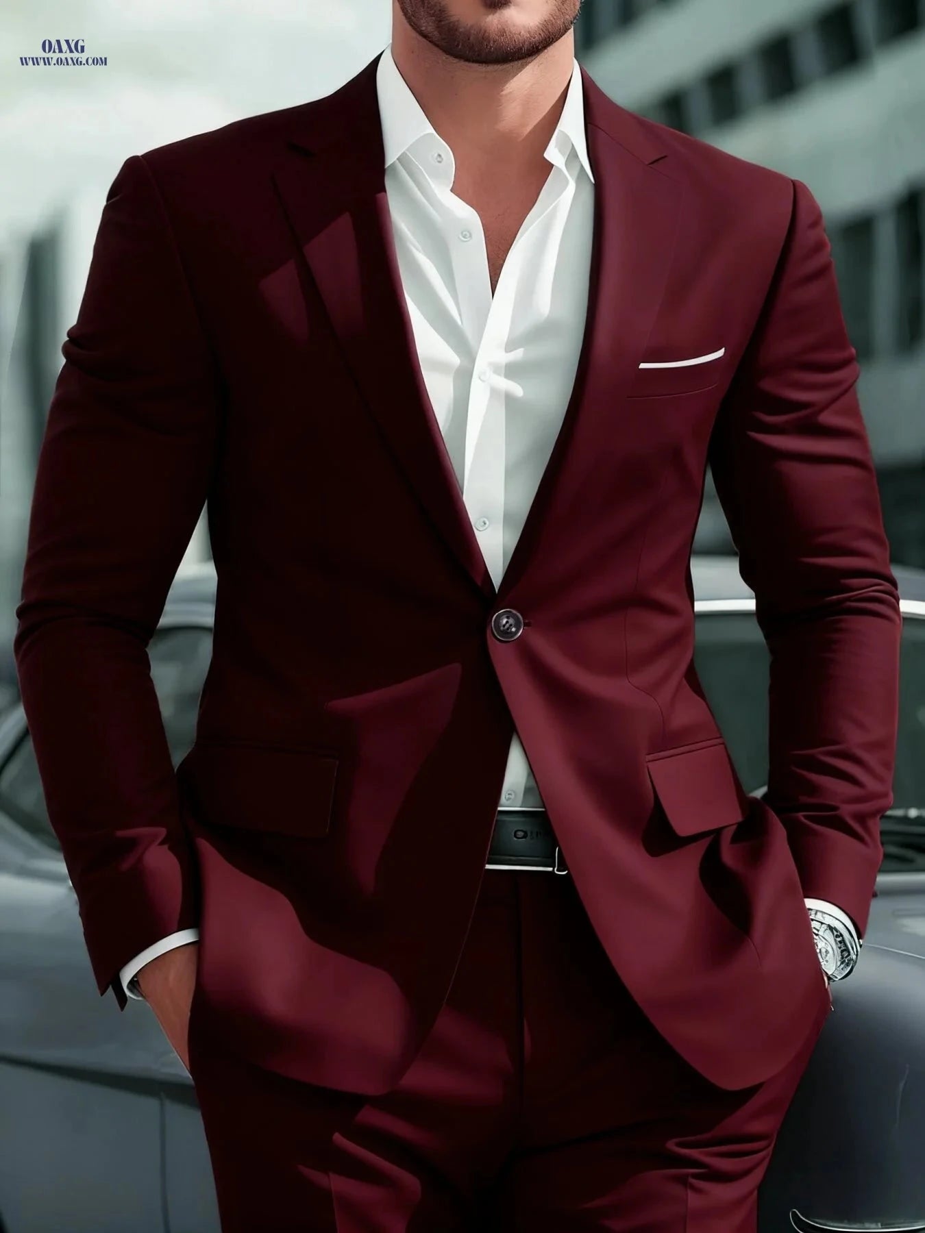 High-Quality Men's Two-Piece Suit - Notch Lapel, Casual Chic   OAXG 