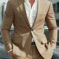 High-Quality Men's Two-Piece Suit - Notch Lapel, Casual Chic   OAXG Khaki / FR XXS
