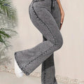 High Rise Flare Leg Denim Pants - Women's Elegant Bell Bottoms   OAXG Grey / XS