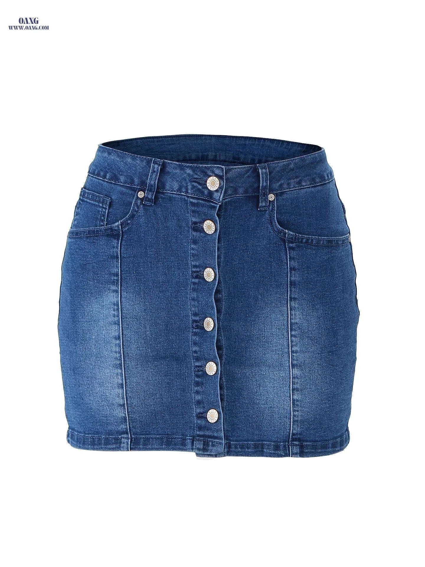 High Stretch Bodycon Denim Skirt with Pockets - Classic Sexy Style   OAXG 