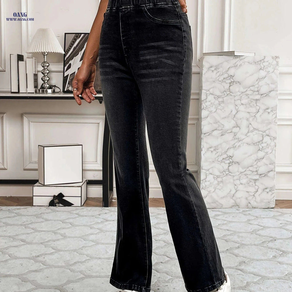 High-Stretch Flare Bell-Bottom Pants - Casual & Dressy Trousers   OAXG 