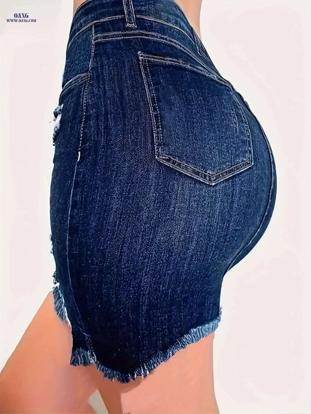 High Stretch Ripped Bodycon Skirt - Casual Solid Color, Spring/Summer   OAXG 