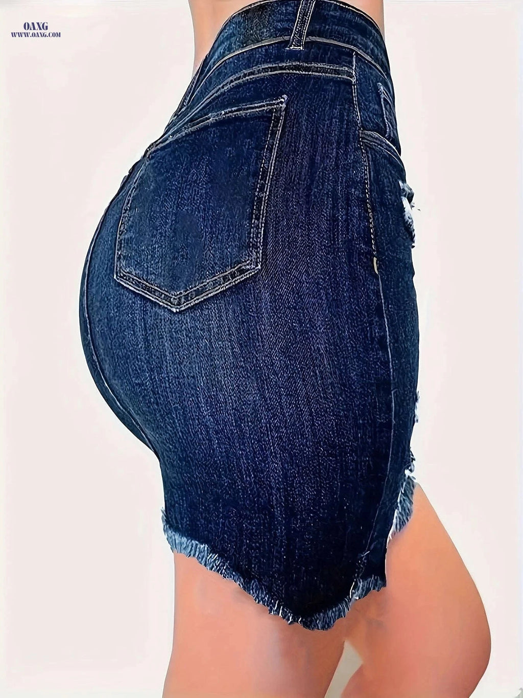 High Stretch Ripped Bodycon Skirt - Casual Solid Color, Spring/Summer   OAXG Dark Blue / S