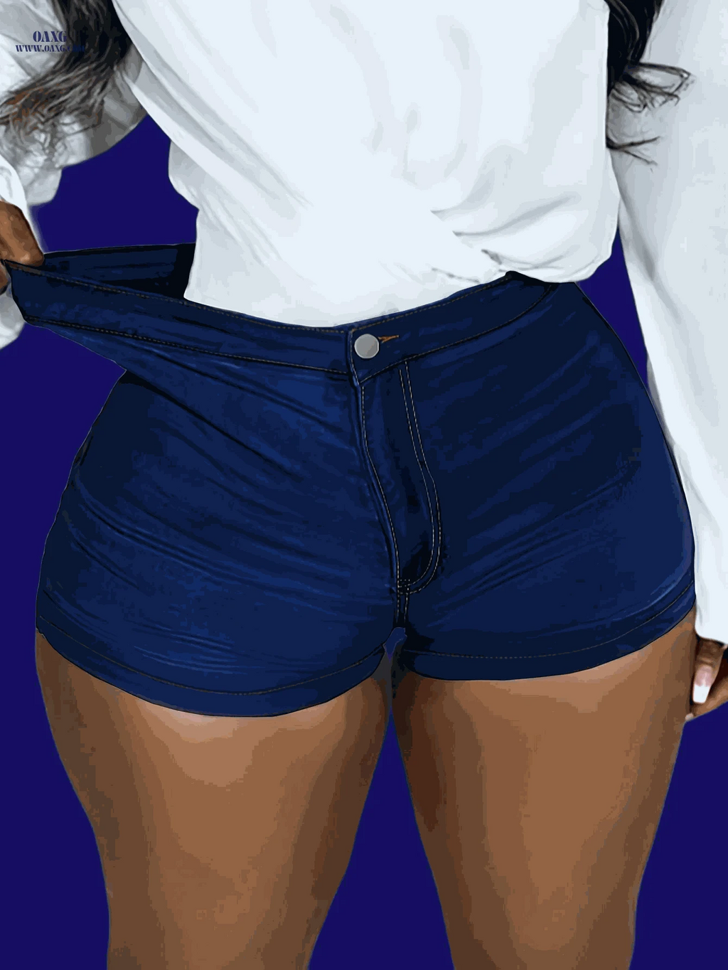 High-Stretch Slim-Fit Denim Shorts - Casual Street Style Hot Pants   OAXG 