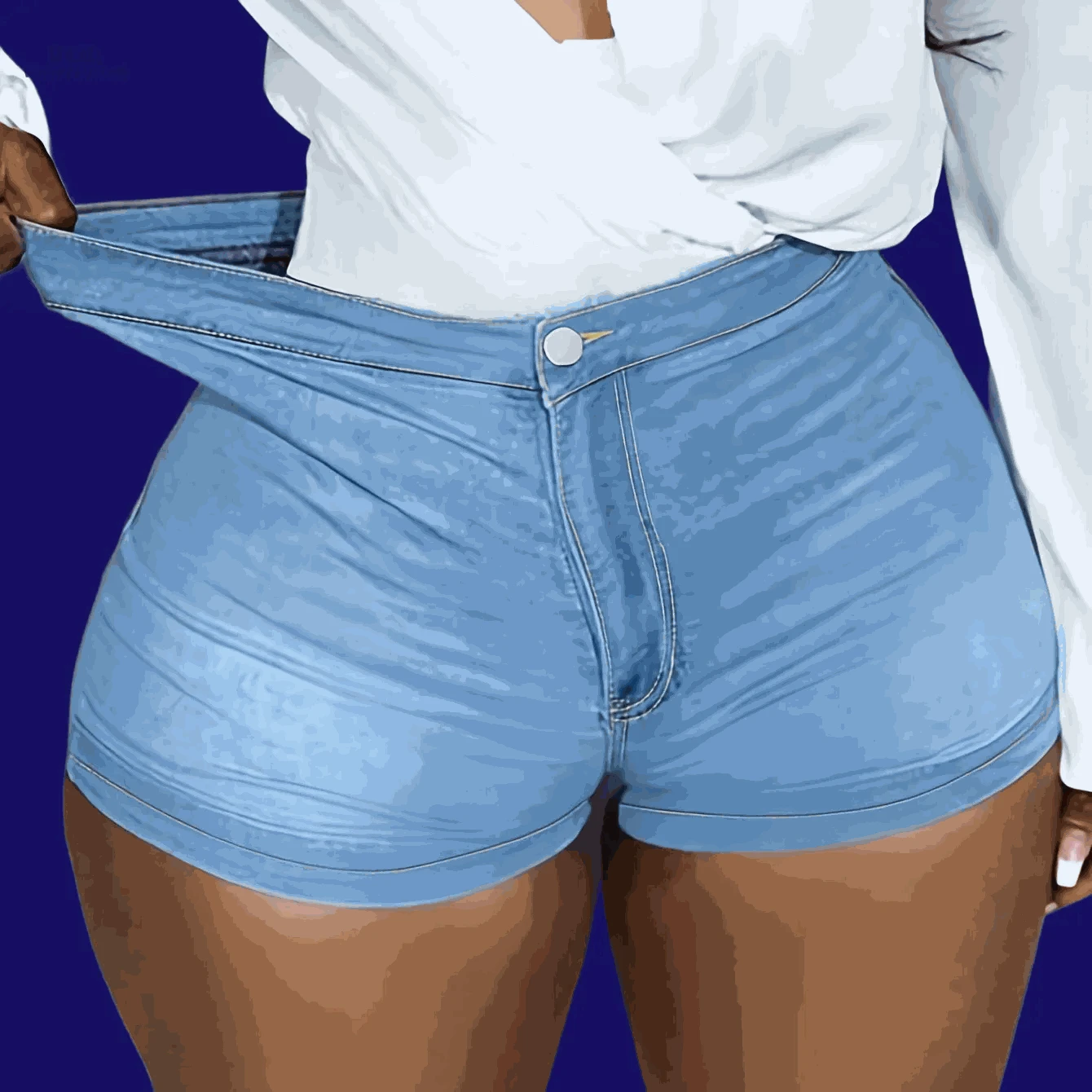 High-Stretch Slim-Fit Denim Shorts - Casual Street Style Hot Pants   OAXG 