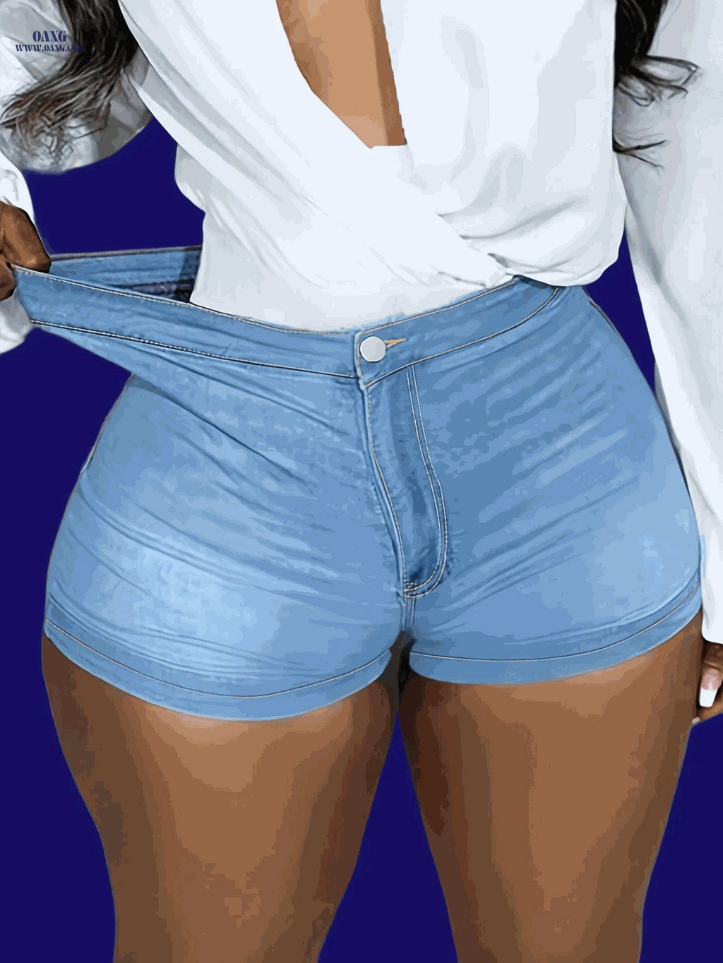 High-Stretch Slim-Fit Denim Shorts - Casual Street Style Hot Pants   OAXG 