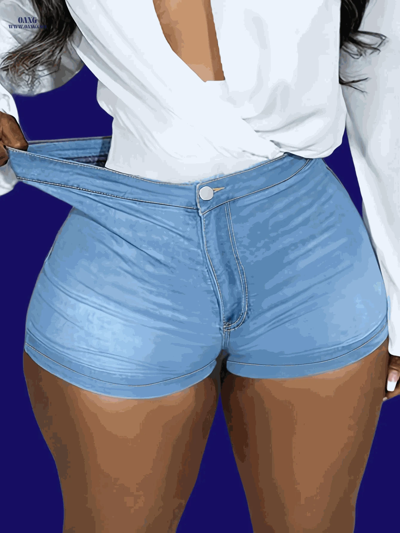 High-Stretch Slim-Fit Denim Shorts - Casual Street Style Hot Pants   OAXG 
