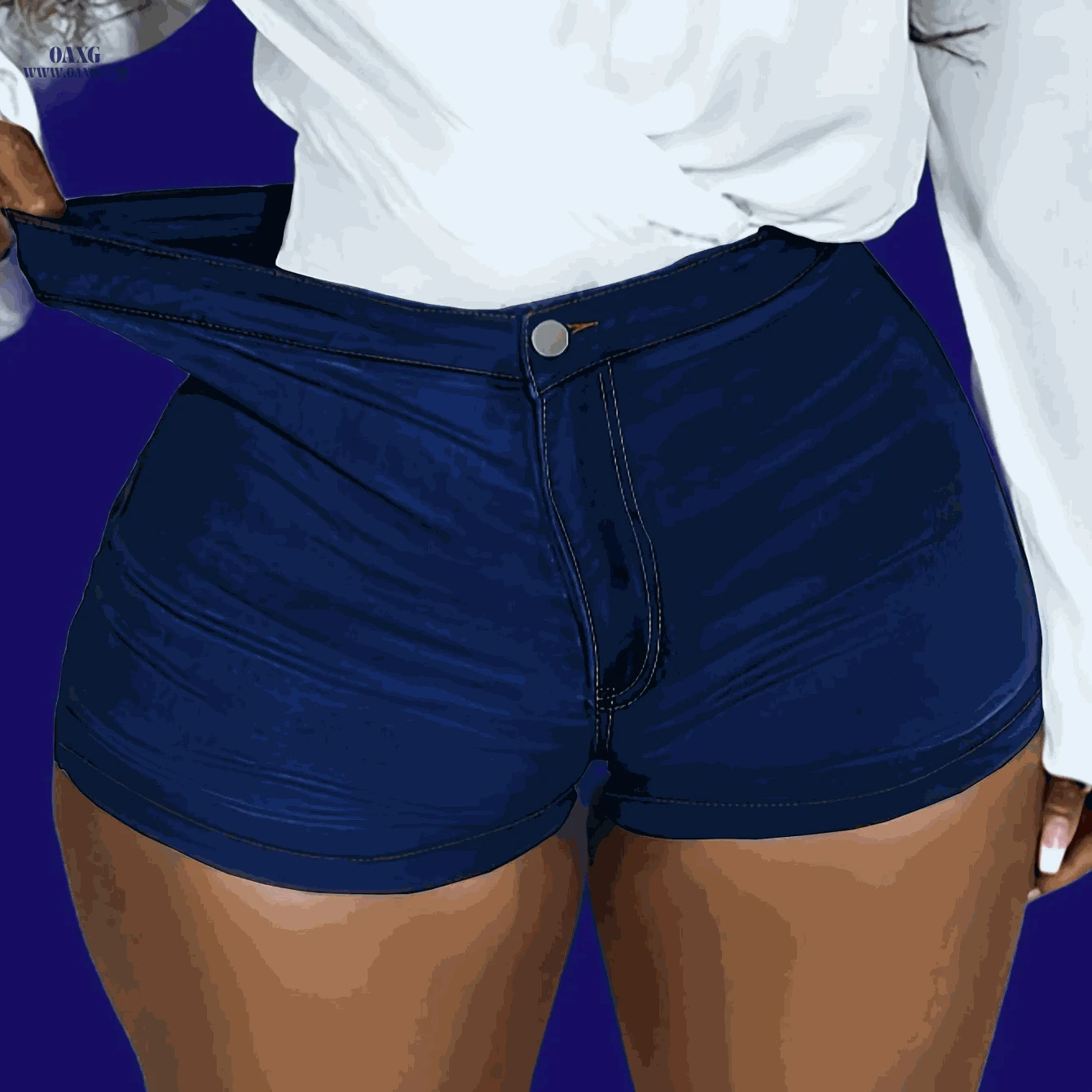 High-Stretch Slim-Fit Denim Shorts - Casual Street Style Hot Pants   OAXG 