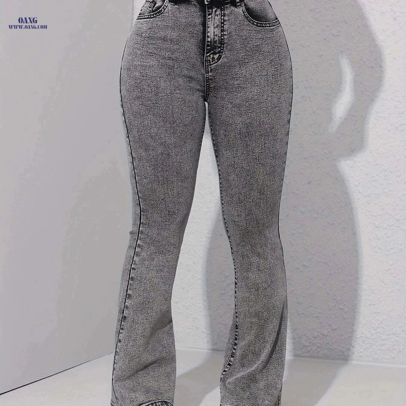 High Stretch Women's Flare Jeans - High-Waist, Casual Weekend Style   OAXG Grey / XS