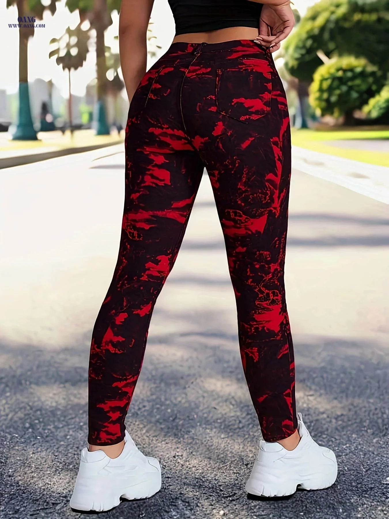 High Stretch Women’s Sport Tight Pants - Mid Waist, Zipper Fly Style   OAXG 
