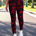 High Stretch Women’s Sport Tight Pants - Mid Waist, Zipper Fly Style   OAXG Red / XS