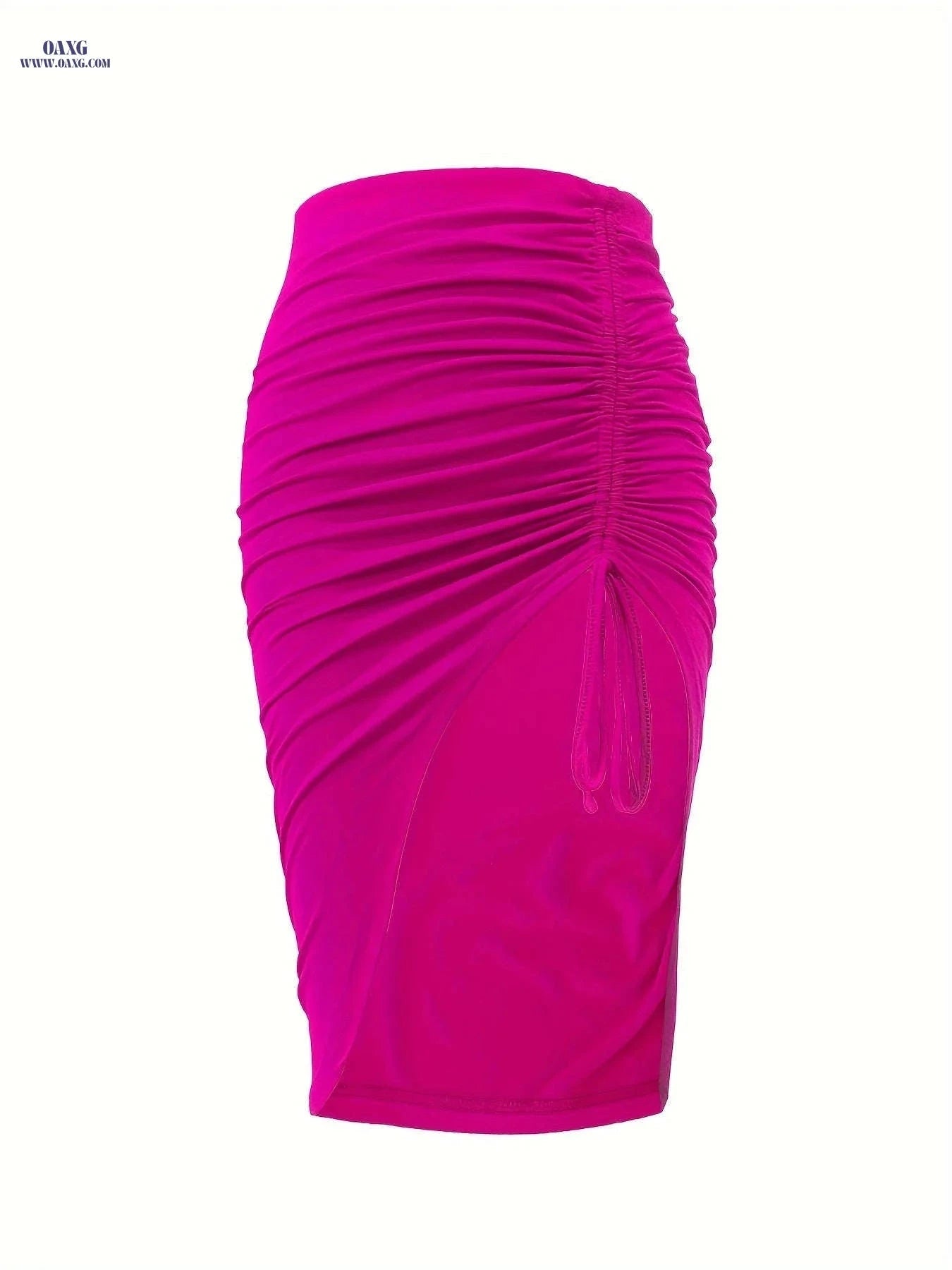 High Waist Ruched Drawstring Skirt - Sexy Bodycon Style for Spring   OAXG 