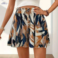 High-Waisted A-Line Short Skirt - Artistic Abstract Print for Summer   OAXG 