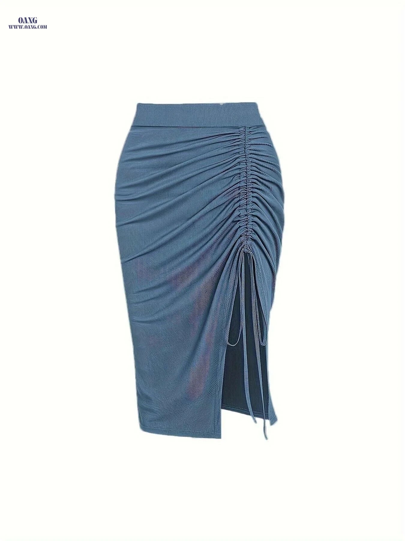 High-Waisted Asymmetrical Mermaid Skirt - Adjustable Drawstring Waist   OAXG 