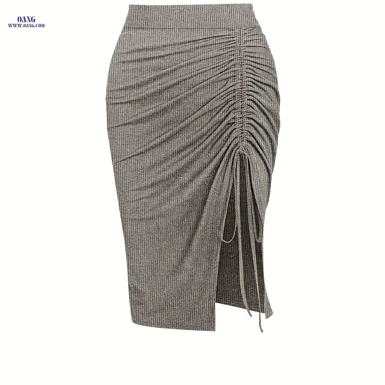 High-Waisted Asymmetrical Mermaid Skirt - Adjustable Drawstring Waist   OAXG 