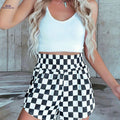 High-Waisted Checkered Houndstooth Shorts - Chic Casual & Office Wear   OAXG 