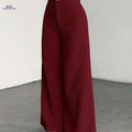 High-Waisted Corduroy Wide-Leg Pants - Casual Loose-Fitting Trousers   OAXG crimson / XS