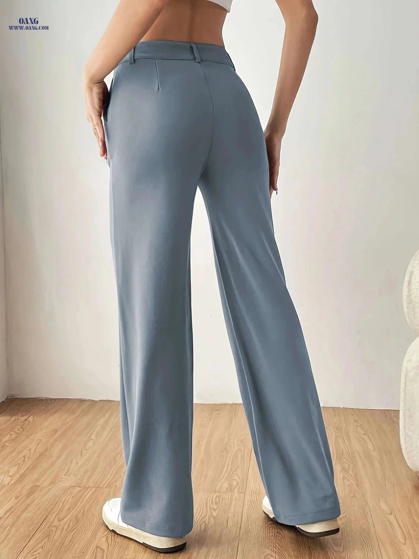 High-Waisted Slim Straight Pants - Elegant Casual Zipper Design   OAXG 