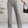 High-Waisted Slim Straight Pants - Elegant Casual Zipper Design   OAXG Grey / S