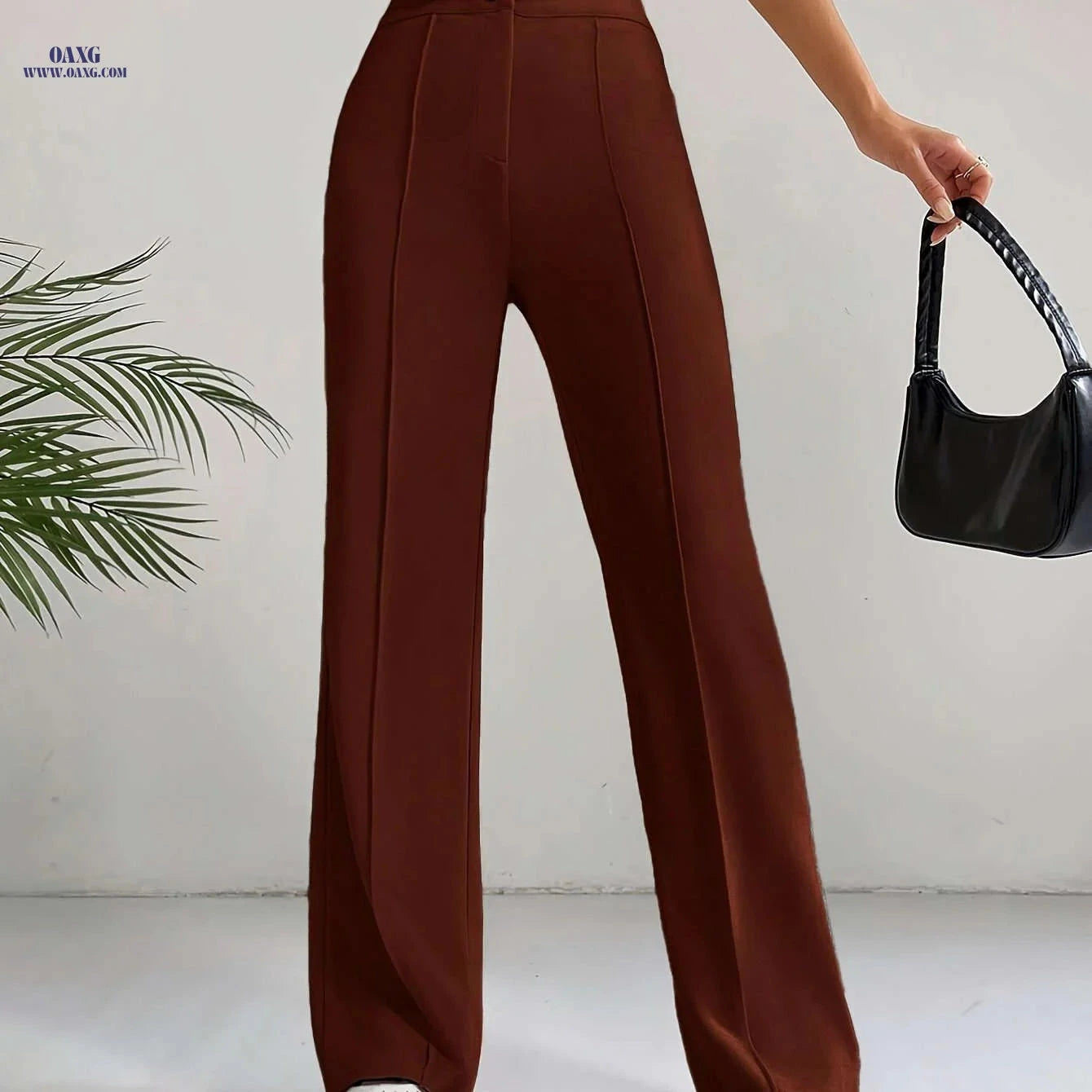 High-Waisted Slim Straight Pants - Elegant Casual Zipper Design   OAXG Grey / S