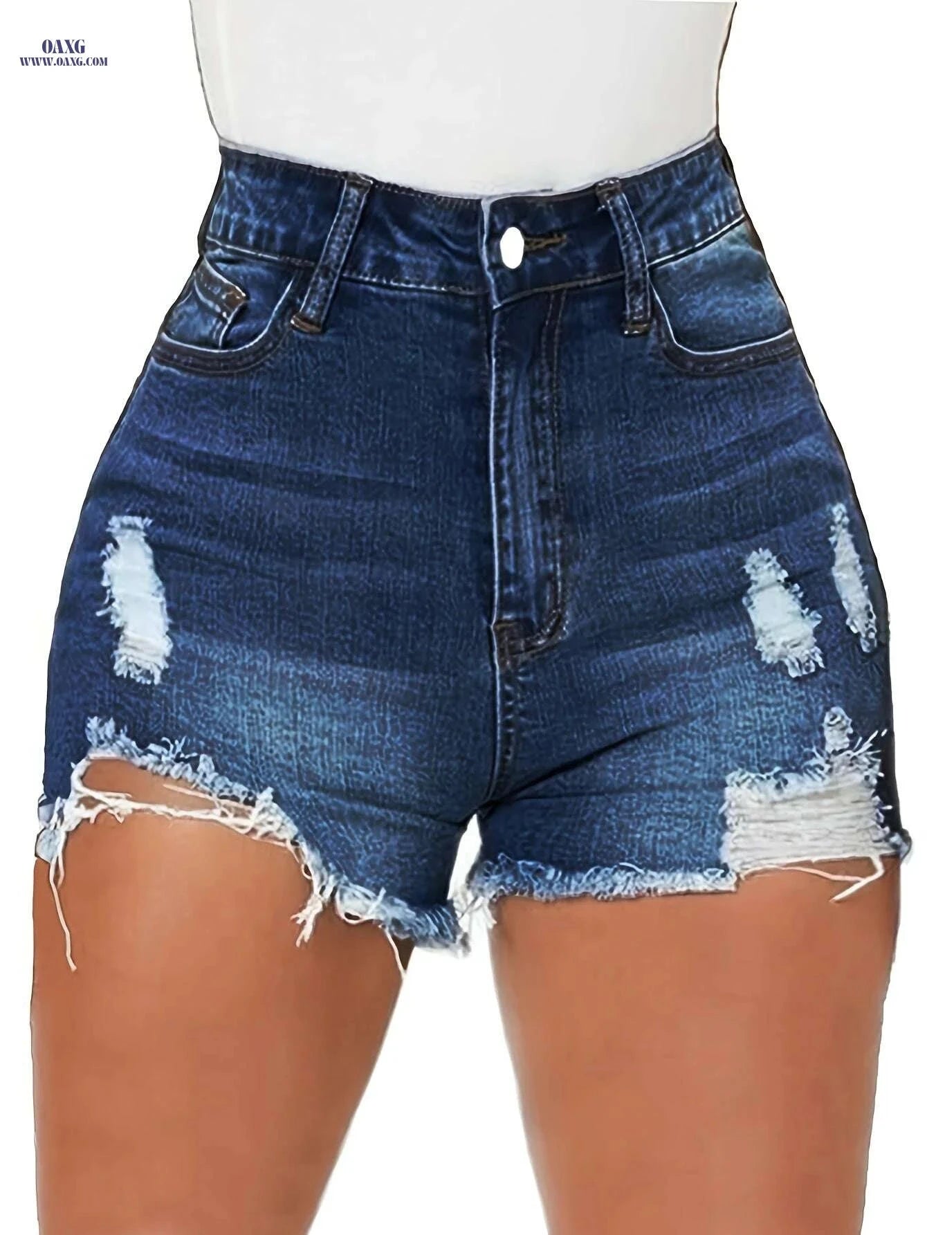 High Waisted Stretch Ripped Jeans for Women - Casual Spring Style   OAXG 