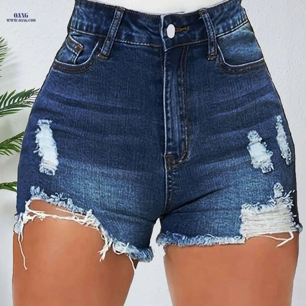 High Waisted Stretch Ripped Jeans for Women - Casual Spring Style   OAXG 