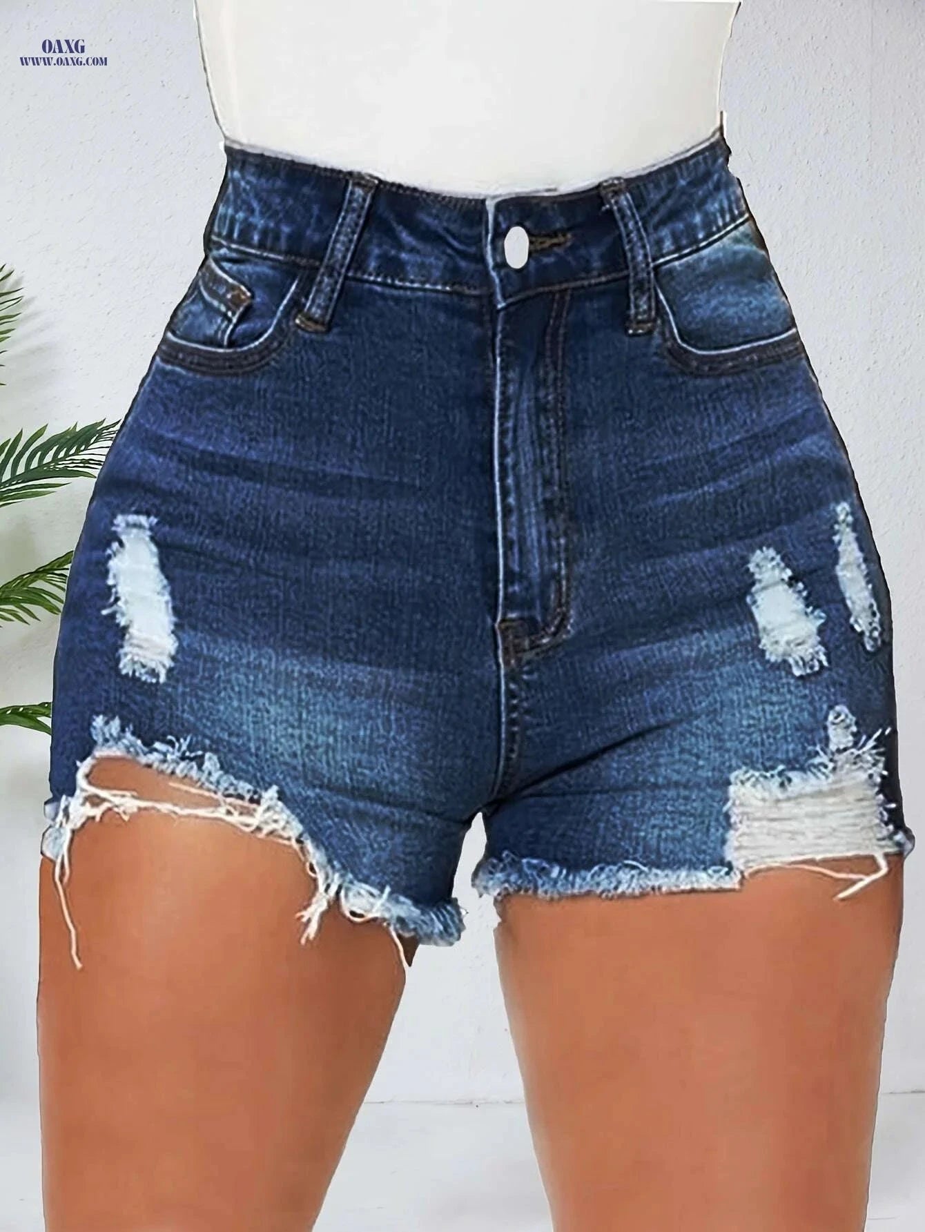 High Waisted Stretch Ripped Jeans for Women - Casual Spring Style   OAXG 