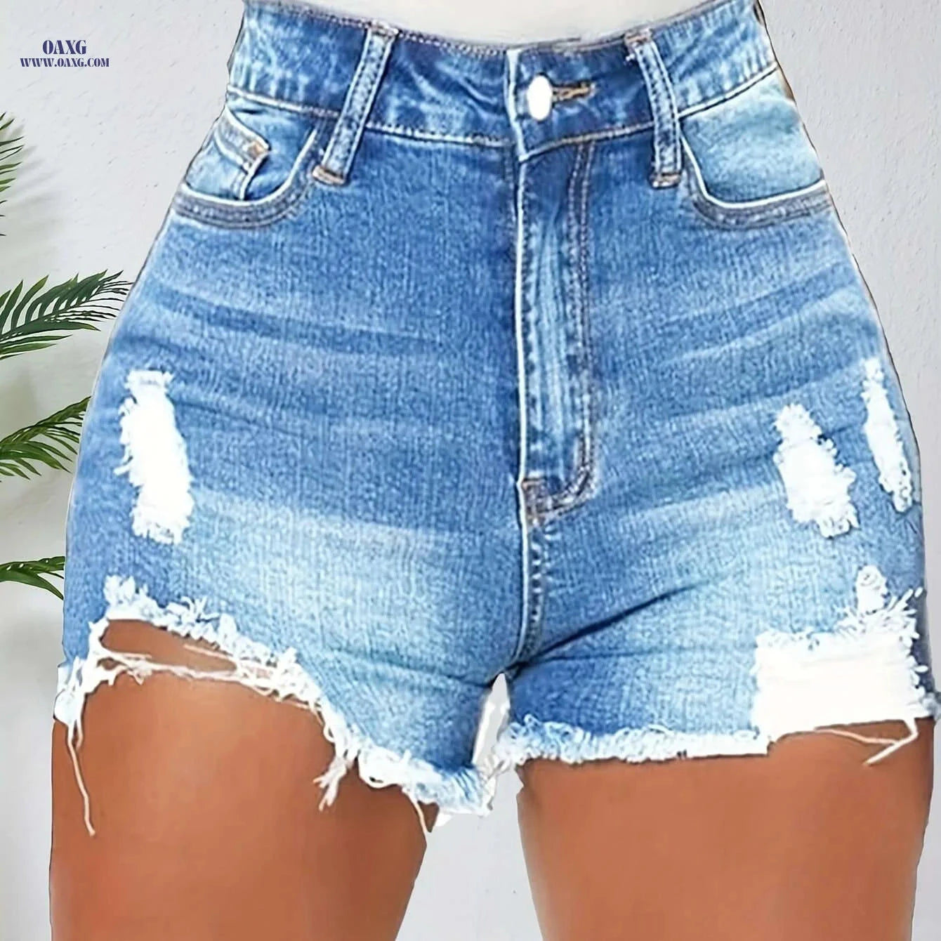 High Waisted Stretch Ripped Jeans for Women - Casual Spring Style   OAXG 