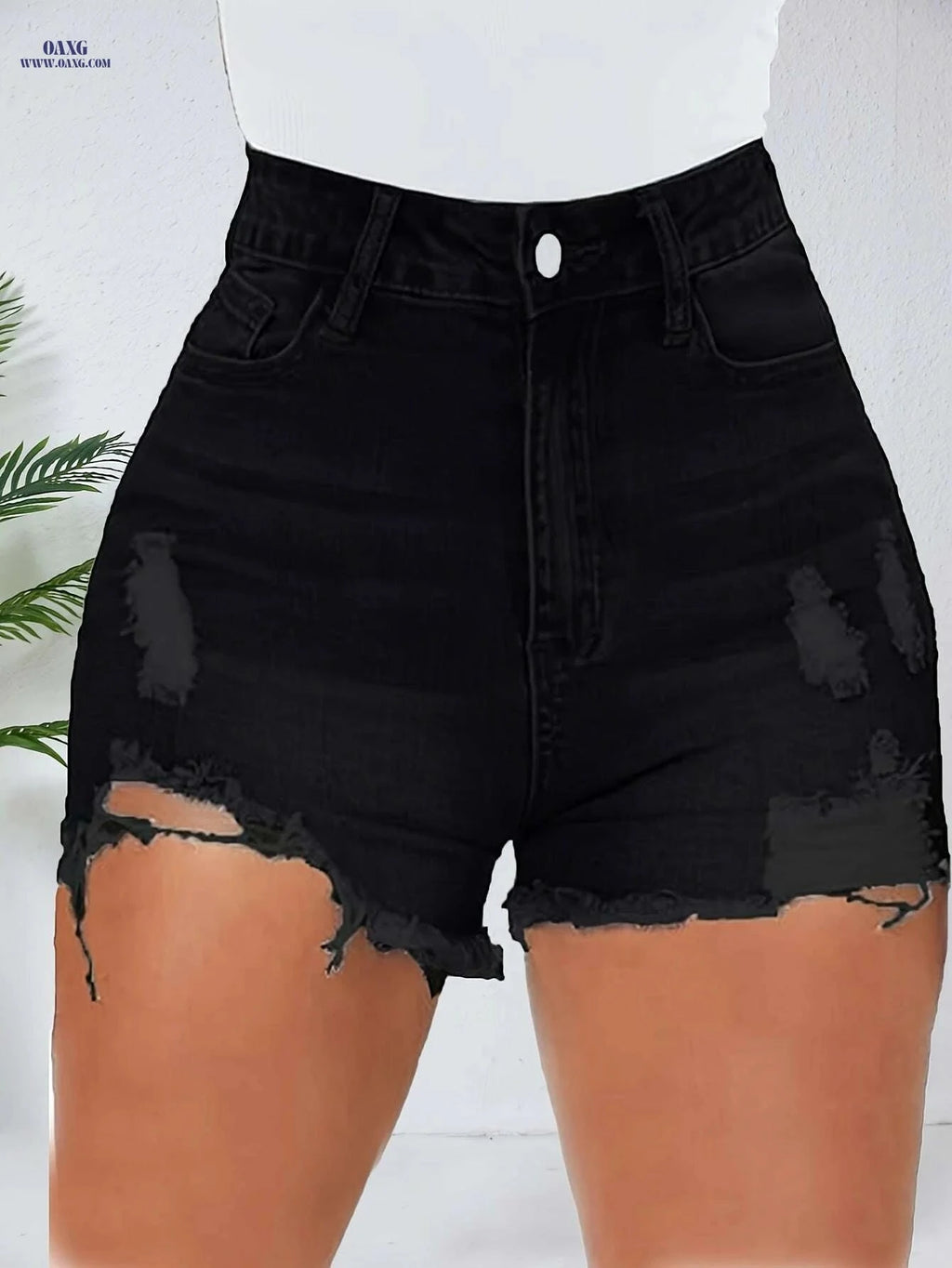 High Waisted Stretch Ripped Jeans for Women - Casual Spring Style   OAXG 