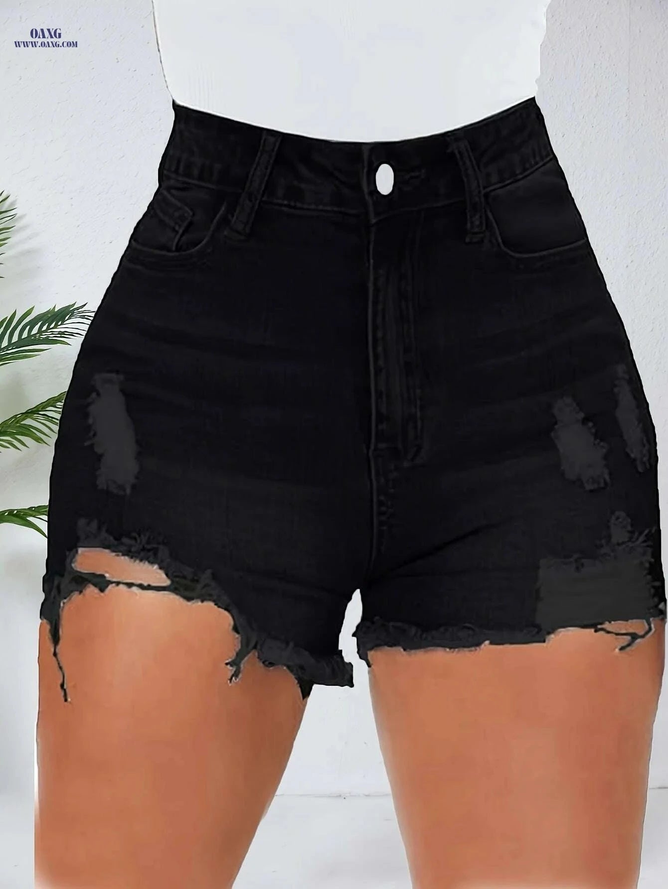 High Waisted Stretch Ripped Jeans for Women - Casual Spring Style   OAXG 