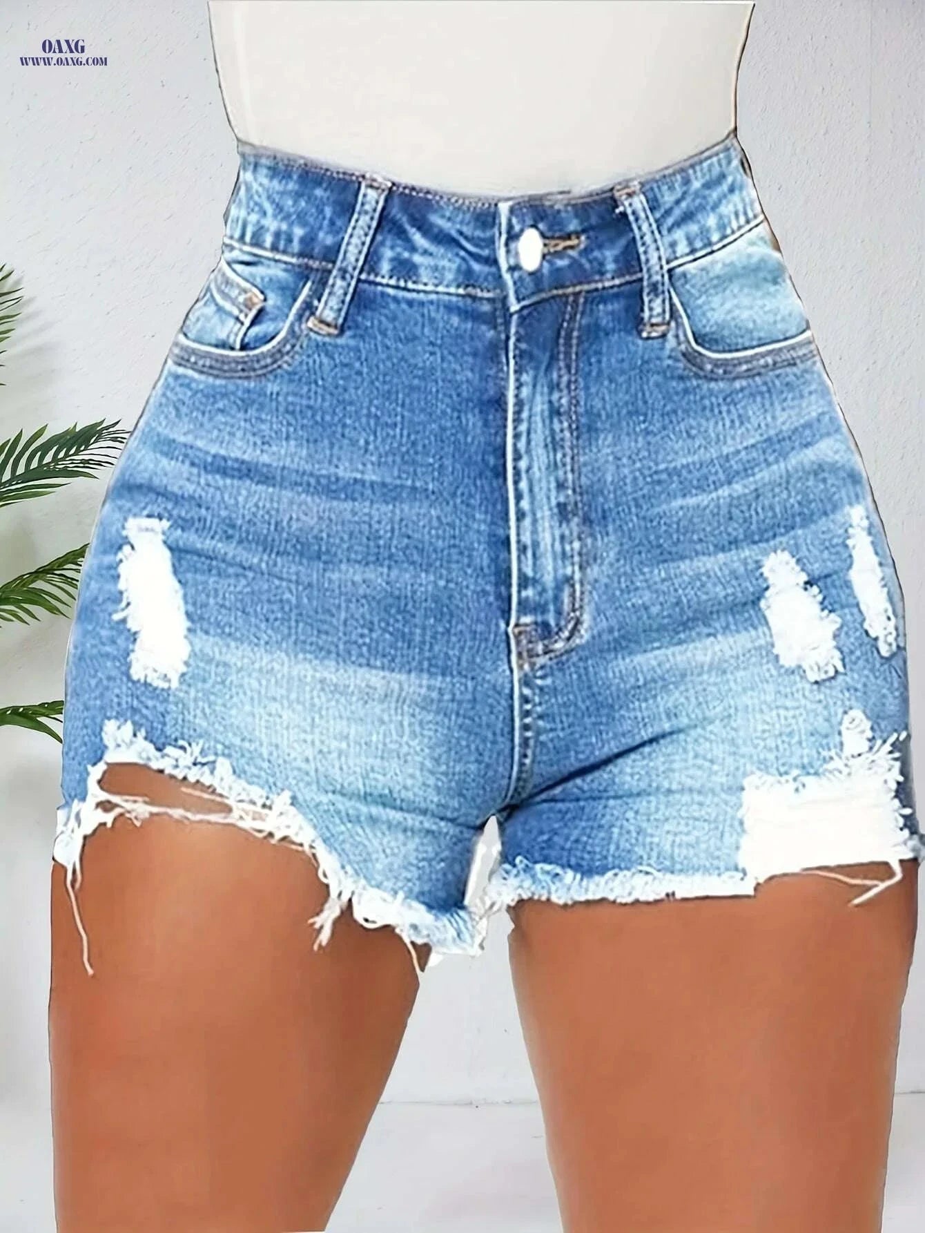 High Waisted Stretch Ripped Jeans for Women - Casual Spring Style   OAXG 