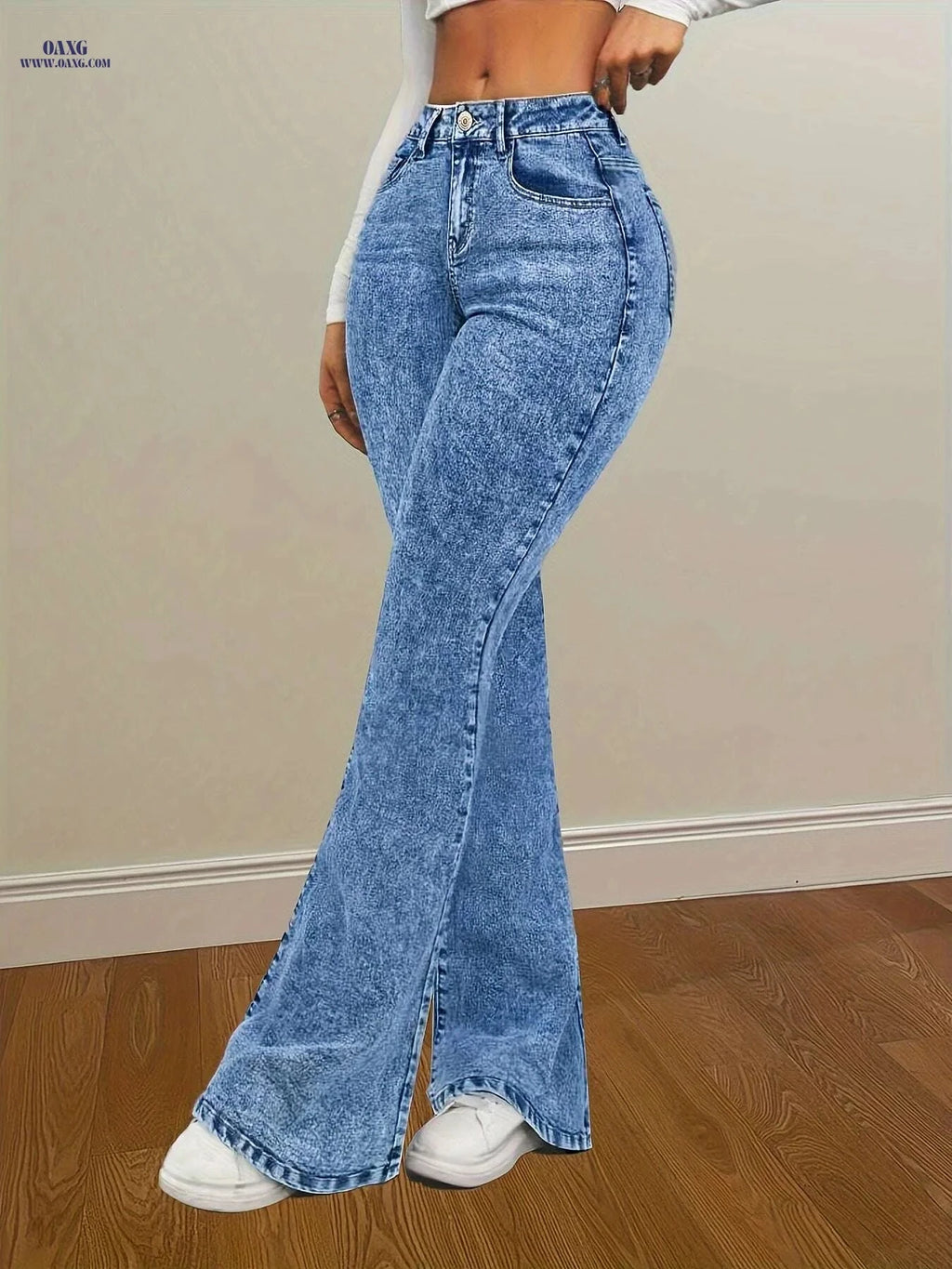 High-Waisted Stretch Skinny Jeans for Women - Elegant, All-Season Fit   OAXG Medium Blue / XS