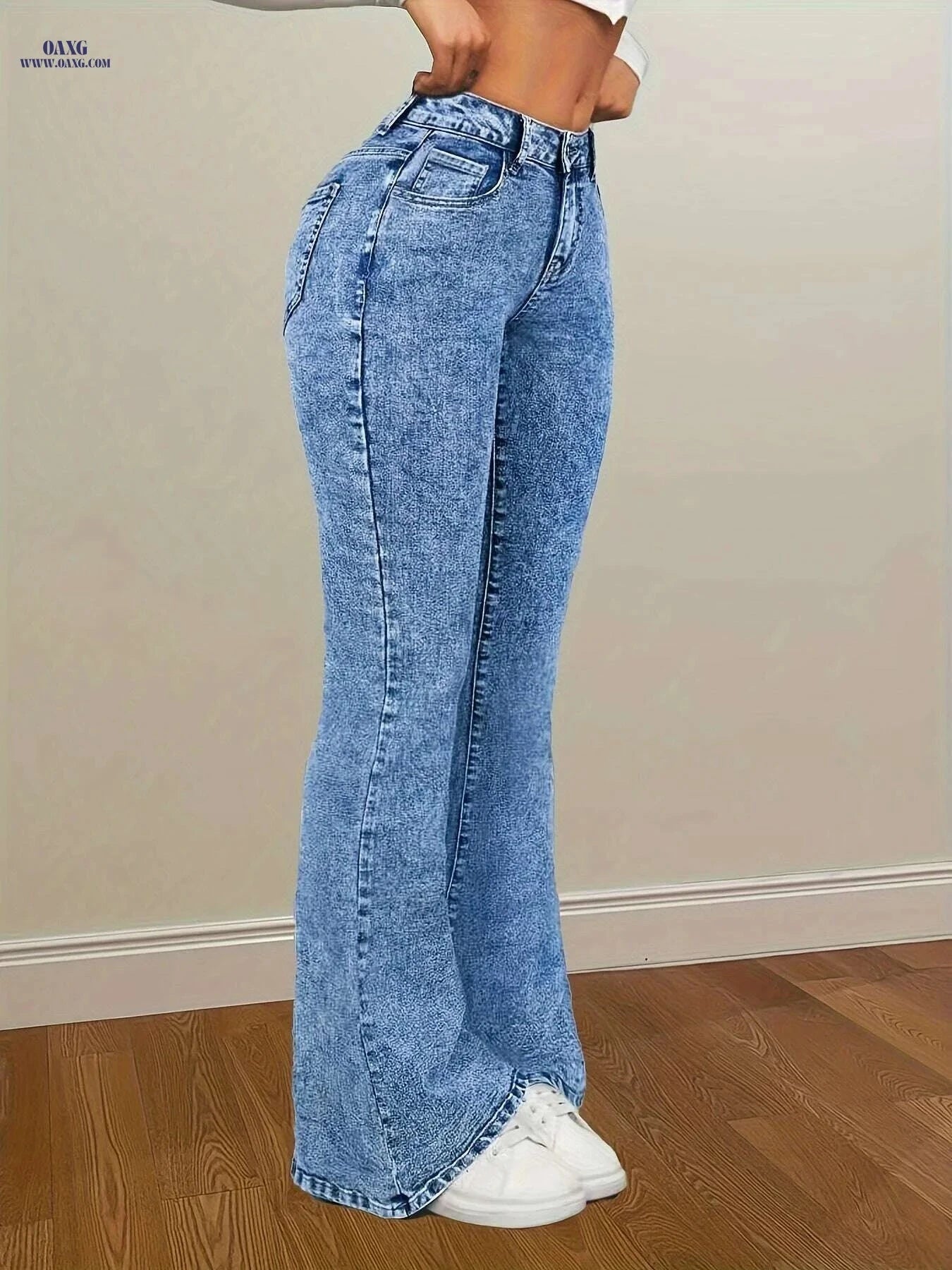 High-Waisted Stretch Skinny Jeans for Women - Elegant, All-Season Fit   OAXG Medium Blue / XS