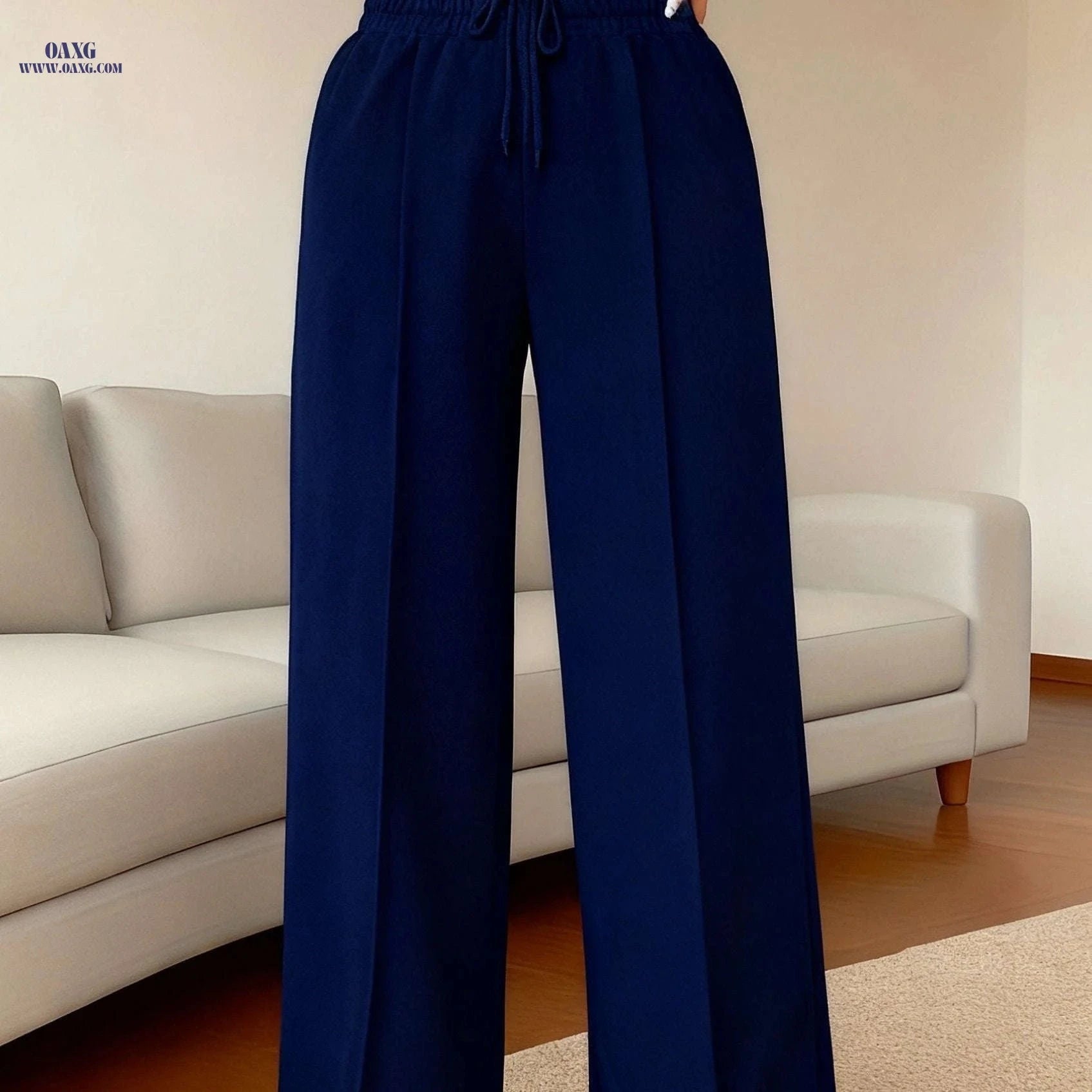 High-Waisted Wide-Leg Trousers - Casual & Dressy Winter Pants   OAXG 
