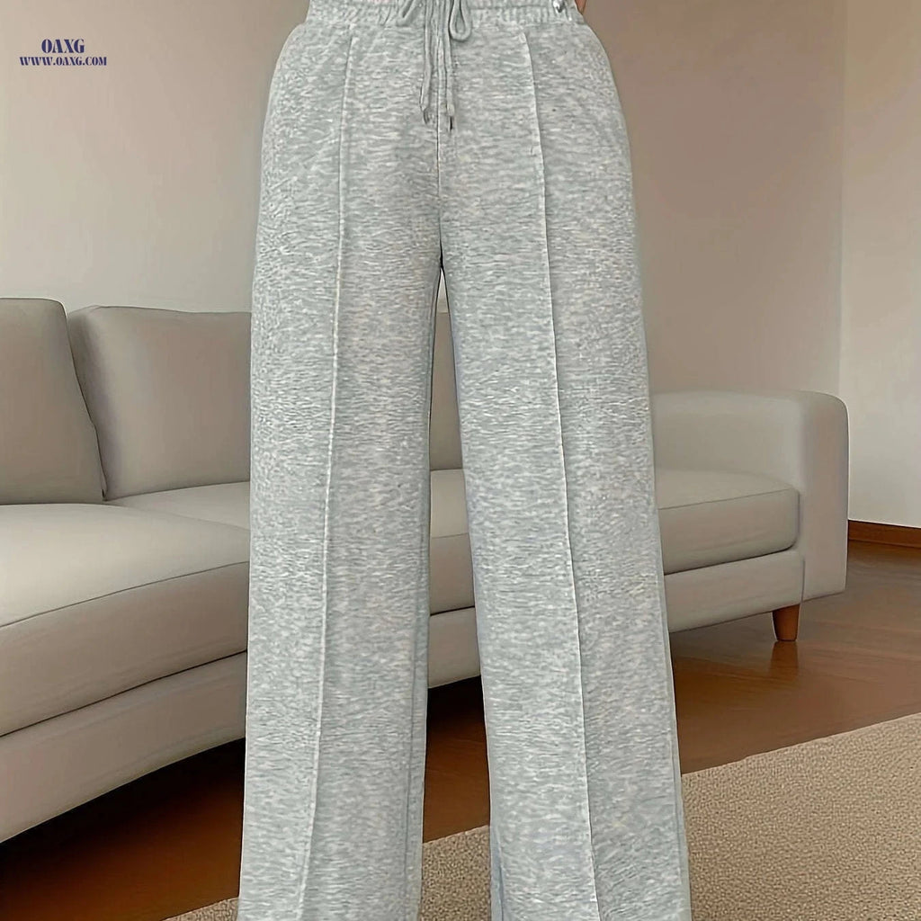 High-Waisted Wide-Leg Trousers - Casual & Dressy Winter Pants   OAXG Light Grey / S