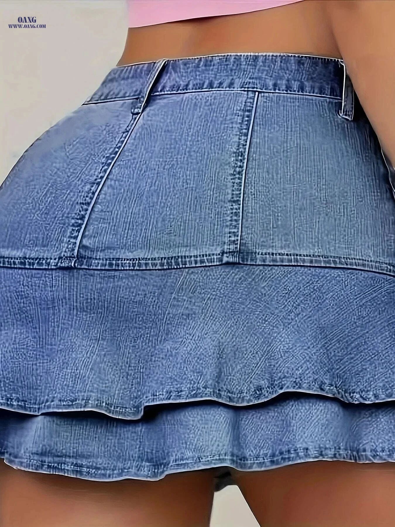 High-Waisted Women's Denim Skirt - Casual Flared Design for Summer   OAXG Light Blue / XS
