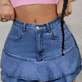 High-Waisted Women's Denim Skirt - Casual Flared Design for Summer   OAXG Light Blue / XS