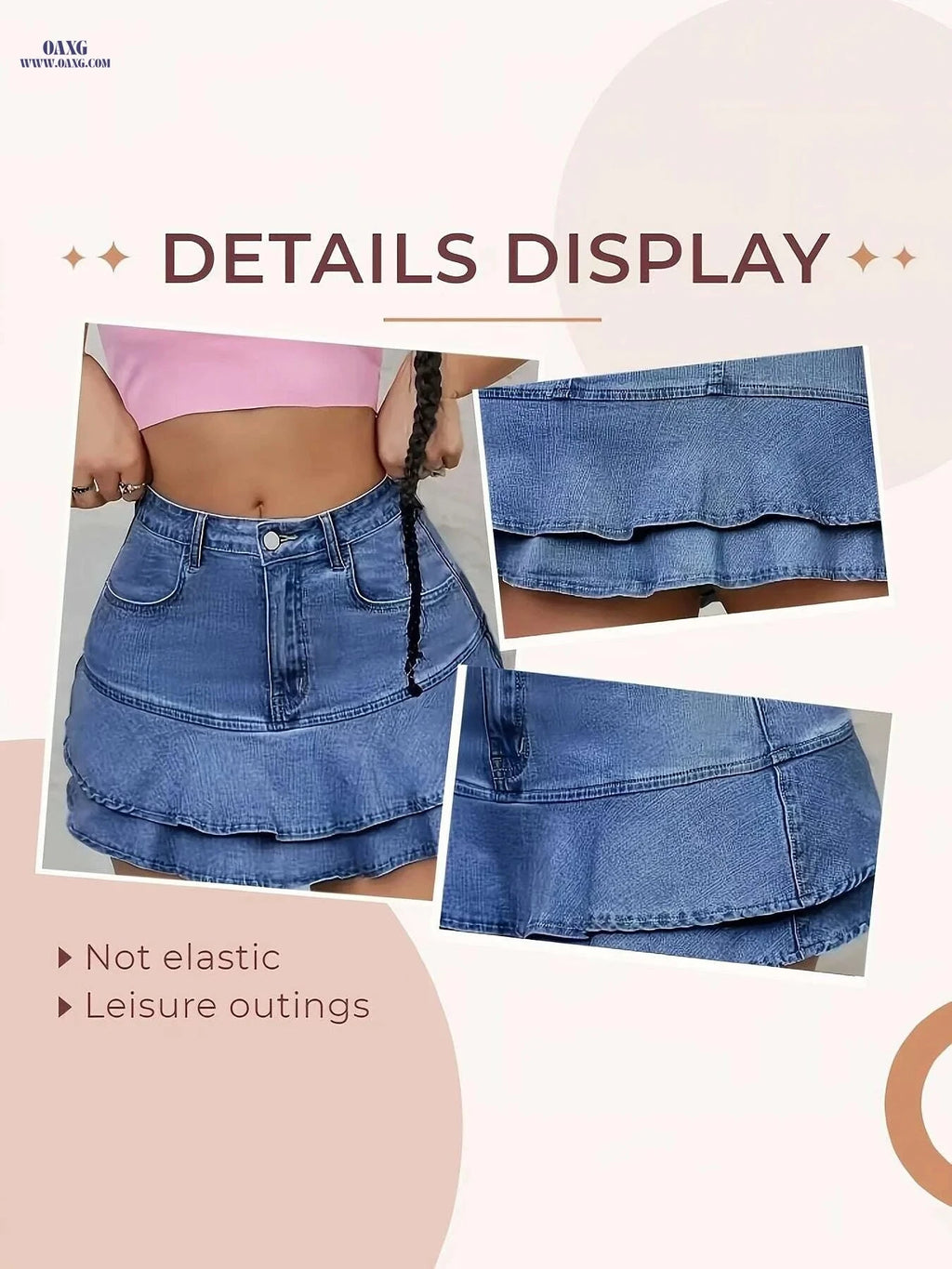 High-Waisted Women's Denim Skirt - Casual Flared Design for Summer   OAXG Light Blue / XS