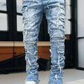 HME Men's Slim Fit Light Blue Jeans - Ripped Distressed Style   OAXG Sky Blue / 30