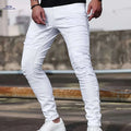 HME Men's Slim-Fit Ripped Jeans - Stretchy Casual Street Style   OAXG White / FR 38